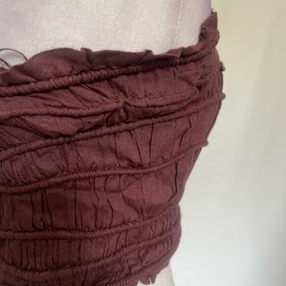 Urban Outfitters Ruch Button Crop Tank Womens Top Sz Med Chocolate Boho Layer - Picture 8 of 12